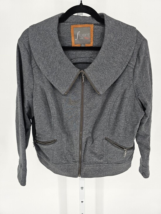 Jackets & Blazers - Fluent Life Womens Sz XL Wide Collar Zip Up Jacket Gray Formal